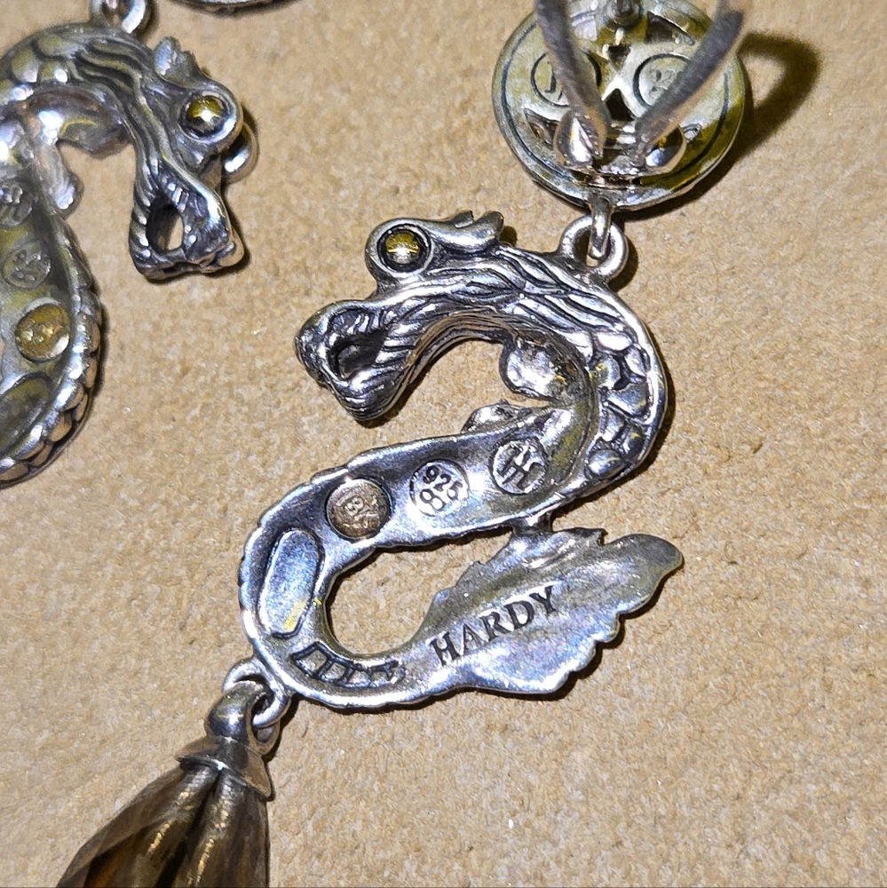 John Hardy Dragon Smoky Quartz and Citrine drop earrings (rare & discontinued) - Picture 6 of 9